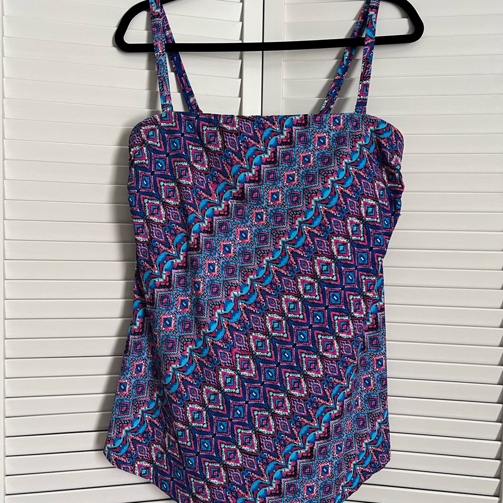 Longer length Bandeau tankini top (straps included)